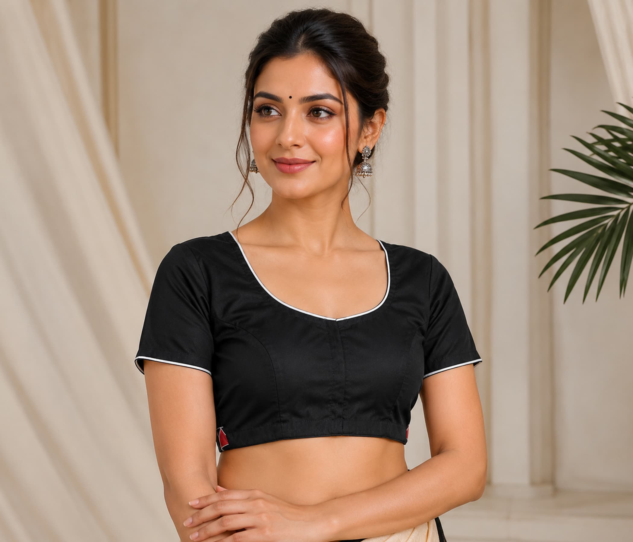 Black Hand-Painted Pure Silk Pichwai Blouse